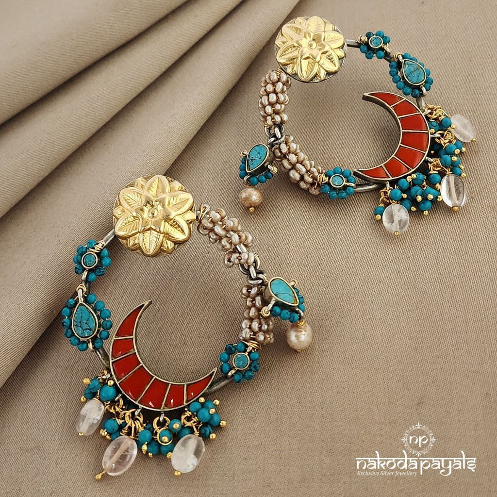 Floral Turquoise Moon Chandbali (DT0761)