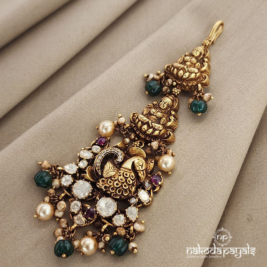 Lakshmi Peacock Moissanite Maang Tikka (GM0724)