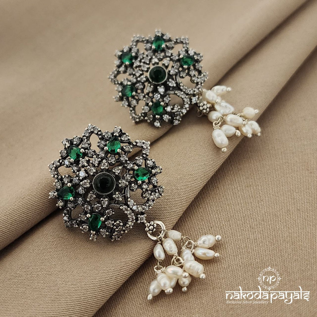 Floral Green CZ Studs (S8558)