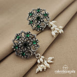 Floral Green CZ Studs (S8558)