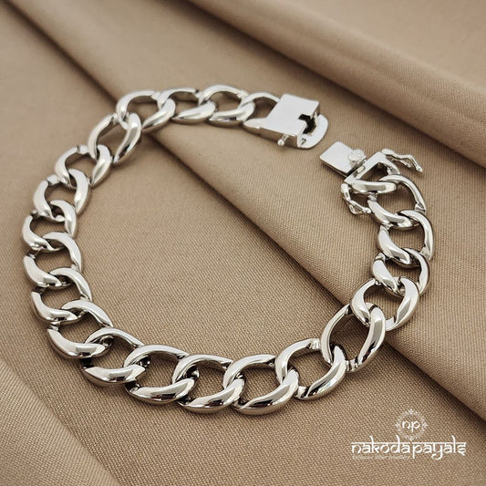 Round Rhodium Links Bracelet (Mc0777)