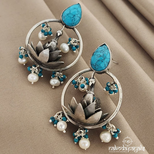 Turquoise Peacock Chandbali (C7427)