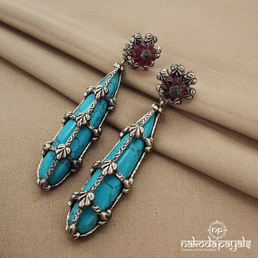 Long Turquoise Chandbali (C7431)