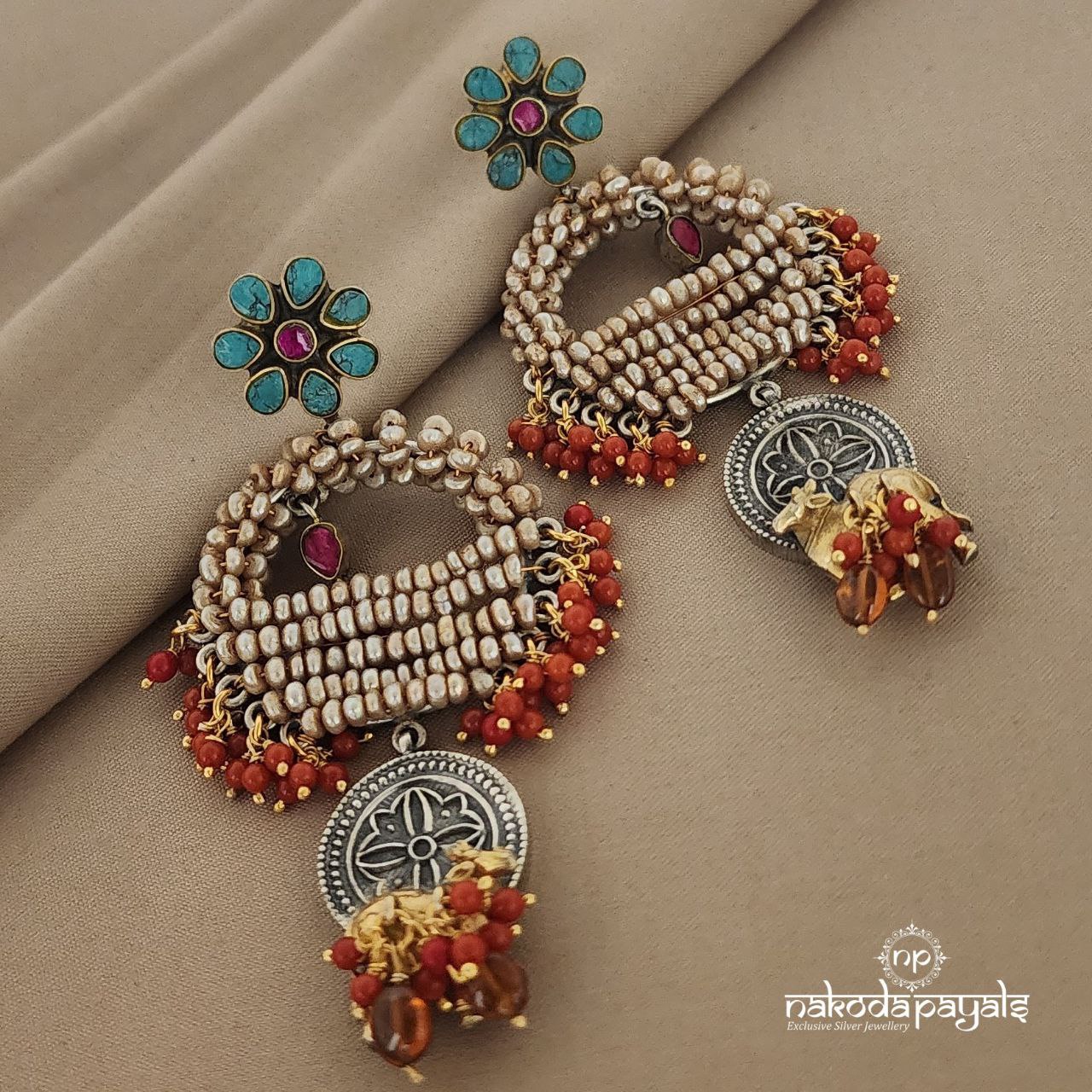 Floral Turquoise Chandbali (DT0777)