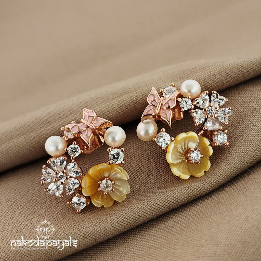 Yellow Floral Butterfly Studs (ST2020)