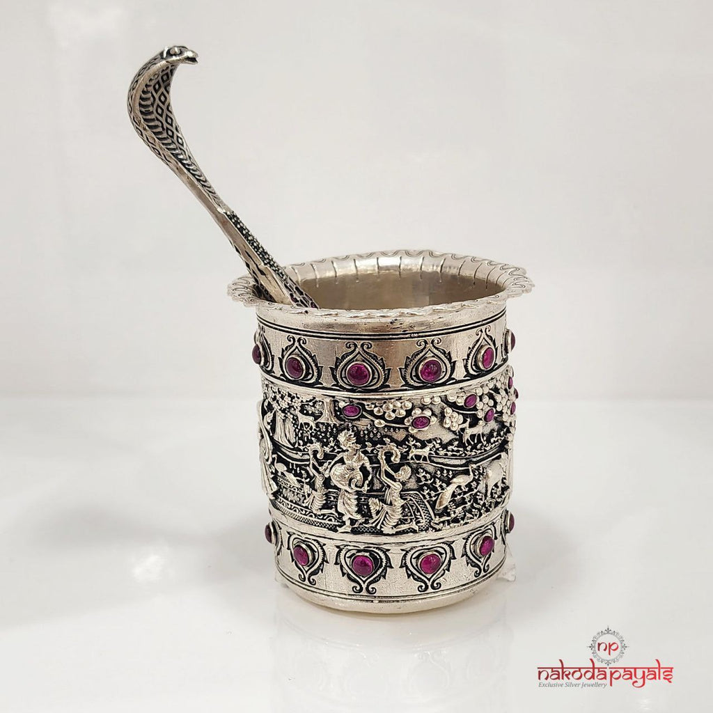 Intricately  Crafted Panch Patre With Spoon (Aa0559)