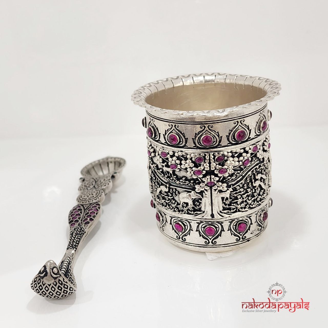 Intricately  Crafted Panch Patre With Spoon (Aa0559)