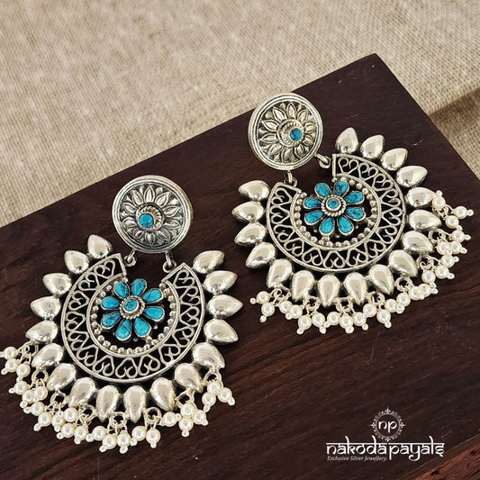 Floral Turquoise Chandbali (C7449)
