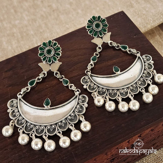 Floral Green Moon Chandbali (C7457)