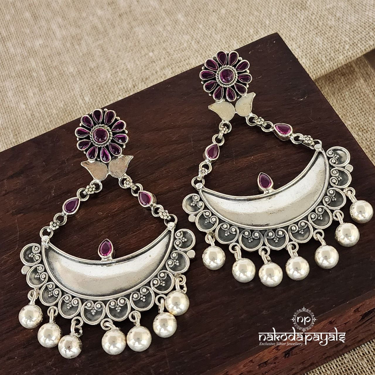 Floral Kemp Moon Chandbali (C7458)