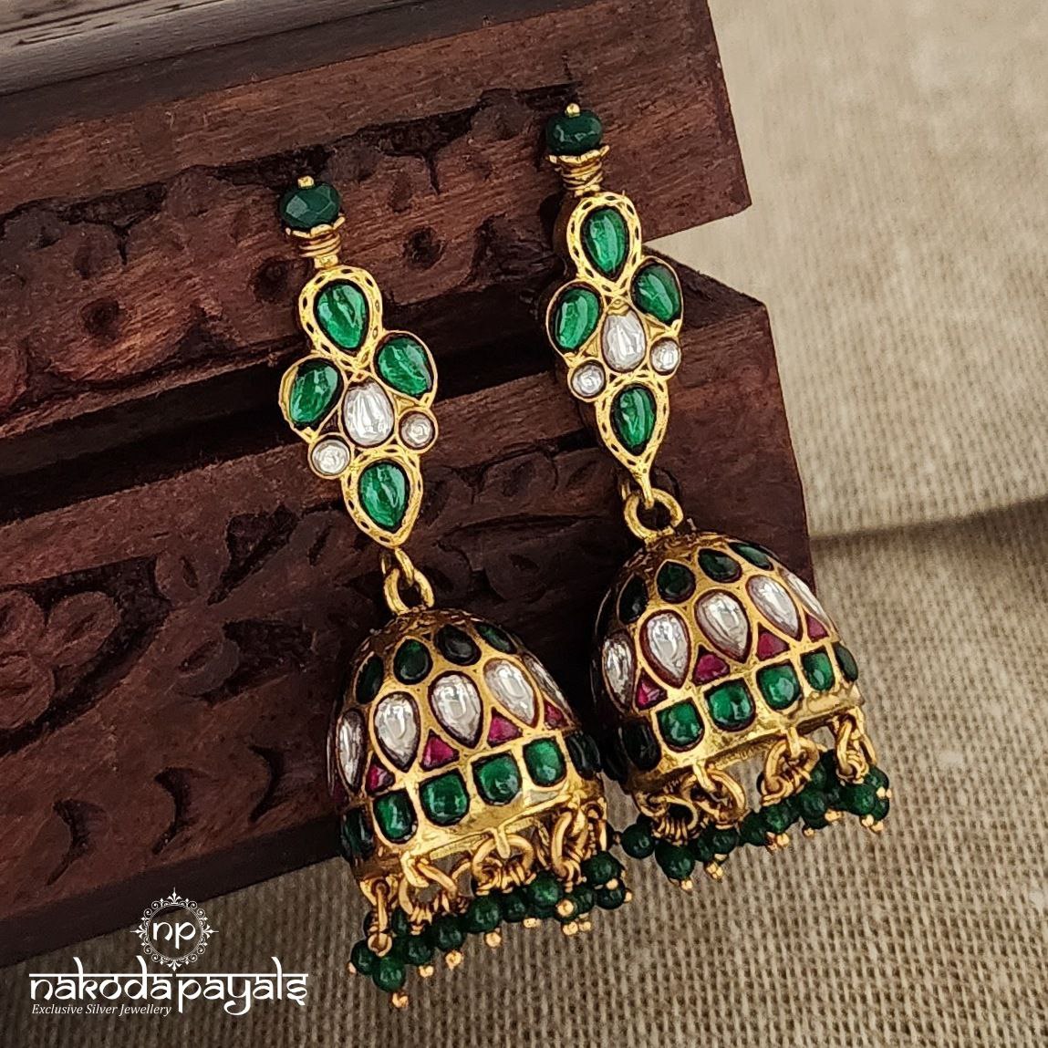 Green Kundan Jhumka (GE6379)