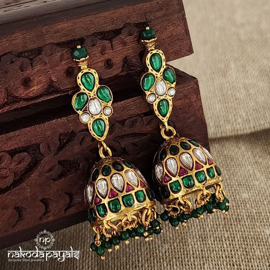Green Kundan Jhumka (GE6379)