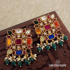 Squared Navarathna Studs (GE6393)