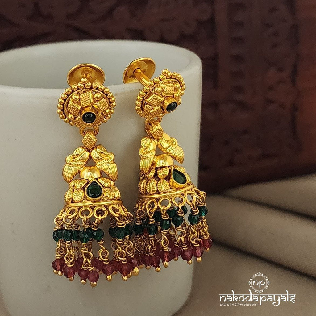 Drop Green Peacock Jhumka (GE6483)