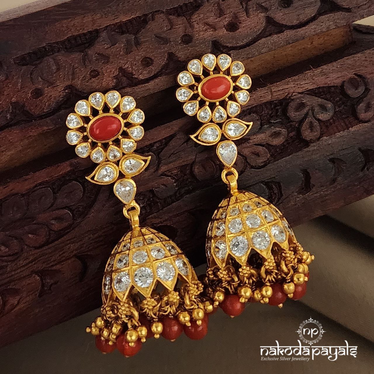 Arousing Coral Jhumka (GE6513)