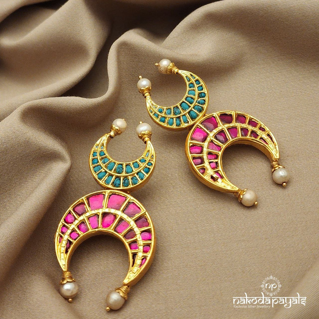 Multi Moon Kundan Earrings (GE6525)