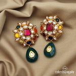 Green Drop Navarathna  Earrings (GE6535)