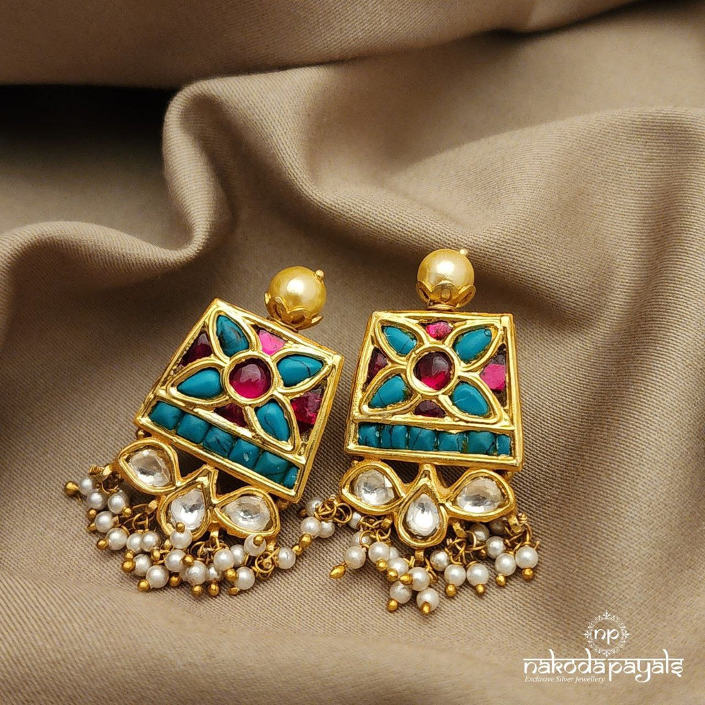 Turquoise Kundan Studs (GE6547)