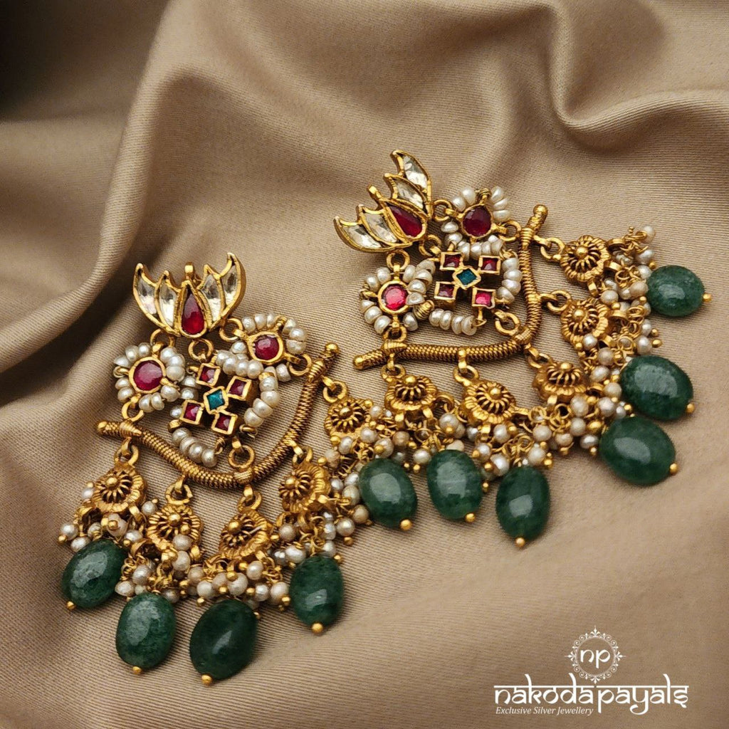 Multi Charms Lotus Kundan Chandbali (GE6541)