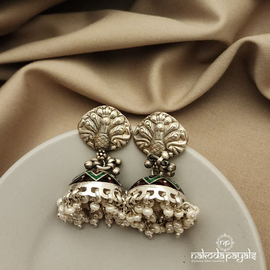 Peacock Enameled Jhumka (J5162)