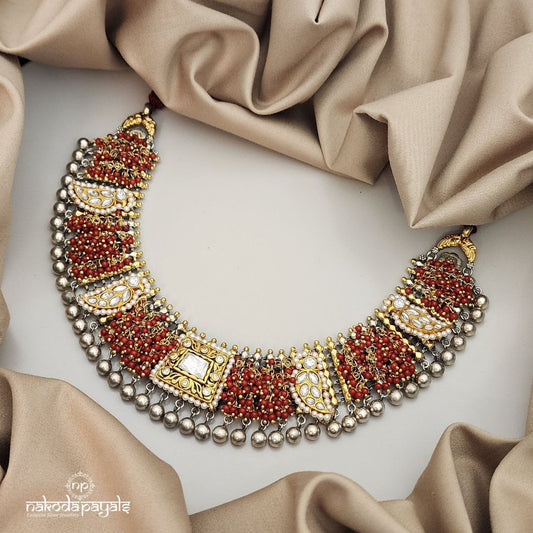 Kundan Coral Short Neckpiece (n8796)