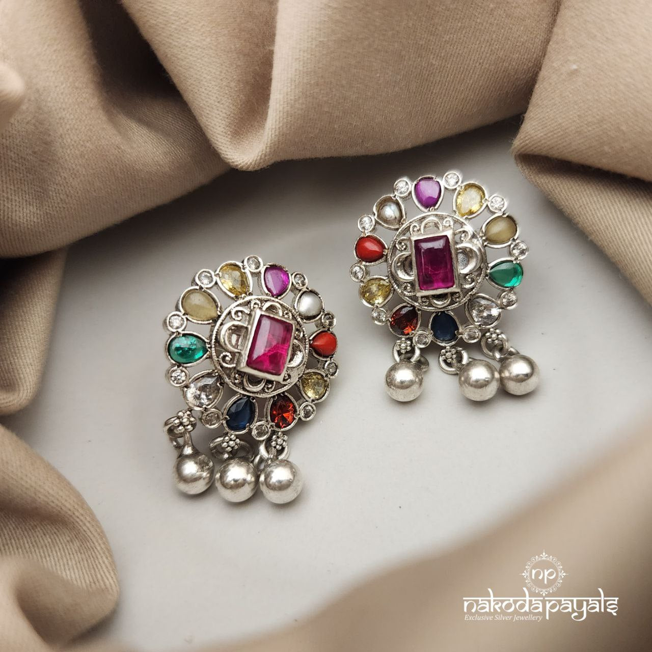 Squarish Navarathna Studs (S8612)