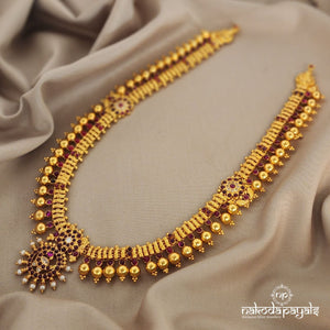Lengthened Crowned Pearl Lakshmi Neckpiece (GN6485)