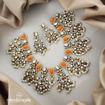 Decagonal Coral Moissanite Neckpiece With Earrings (GN6492)