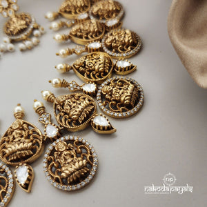Compound Lakshmi Moissanite Neckpiece With Earrings (GN6494)