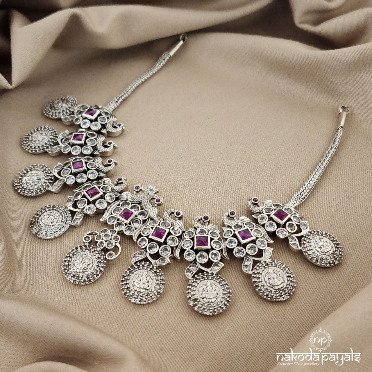 Twinning Peacock Lakshmi Neckpiece (N8893)