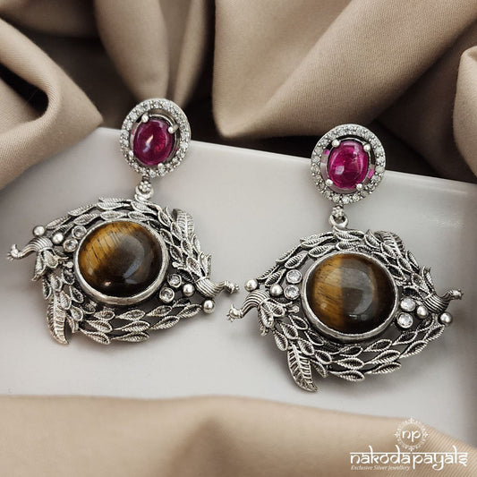 Entrancing Smoky Quartz Peacock Chandbali (C7534)