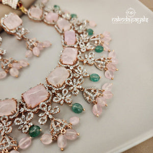 Rosy Roae Quartz Sequence Neckpiece With Earrings(GN6521)