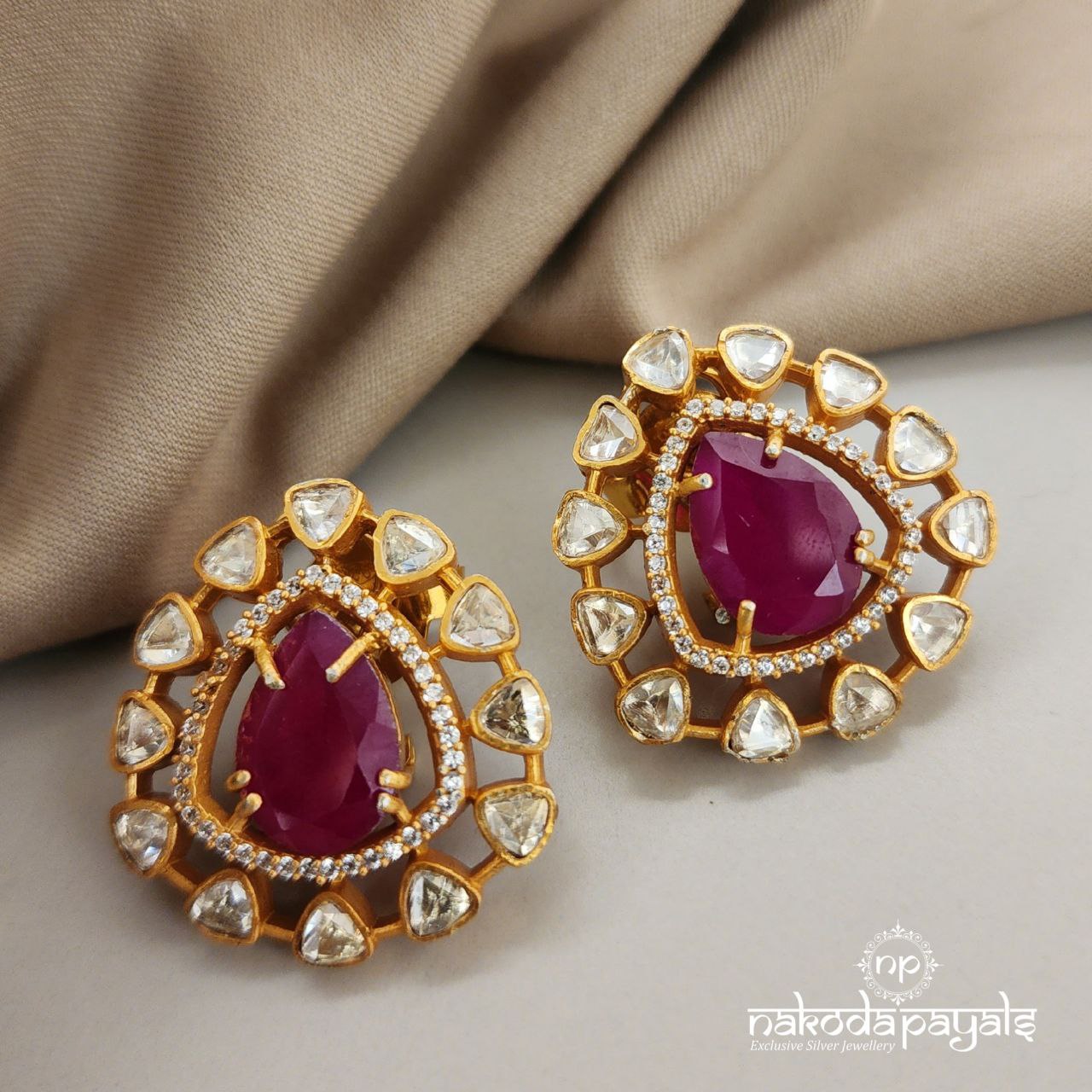 Adorable Ruby Moissanite Studs (GE6645)