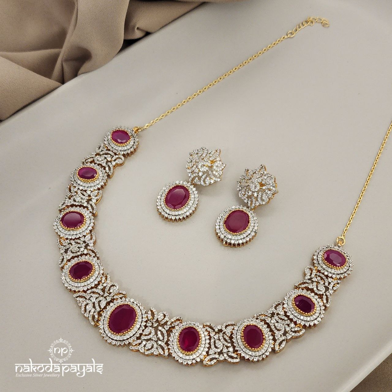 Stunning Cz Neckpiece with Earrings (GN6527)