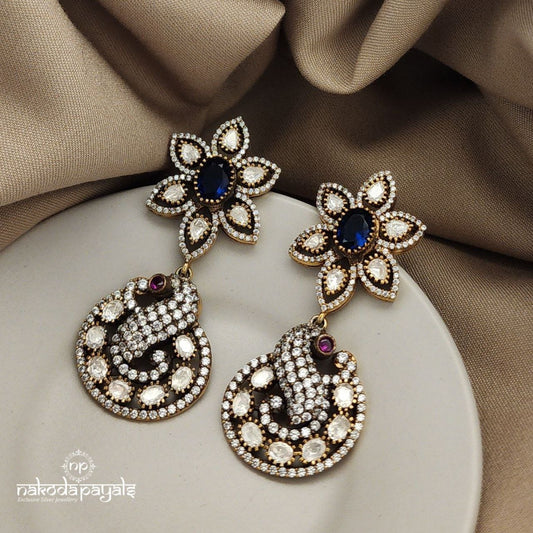 Peacock Blue Moissanite Chandbali (GE6680)