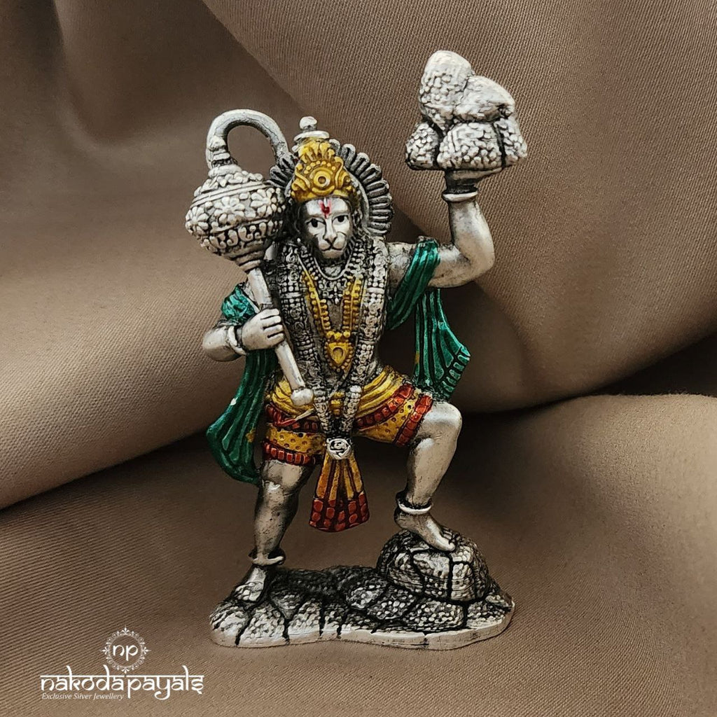 Enameled Pure Silvee Hanuman Idol (Aa0609)