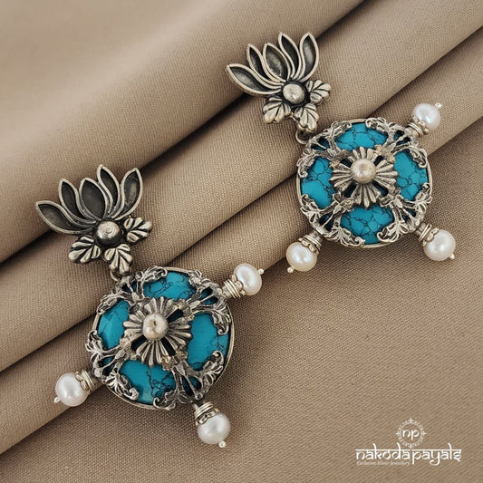 Lotus Turquoise Chandbali (C7555)