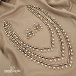 Layered Populous Moissanite Drops Neckpiece with Earrings (GN6547)