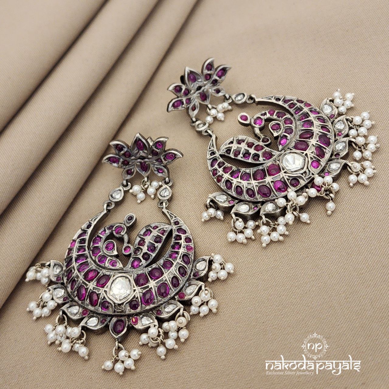 Lotus Peacock Chandbali (C7559)