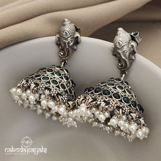 Green Ganesha Jhumka (J5204)