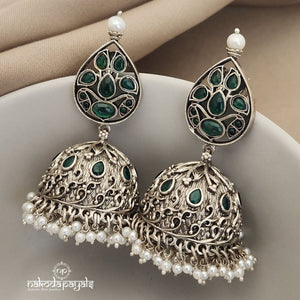 Crowned Pearl Green Jhumka (J5211)