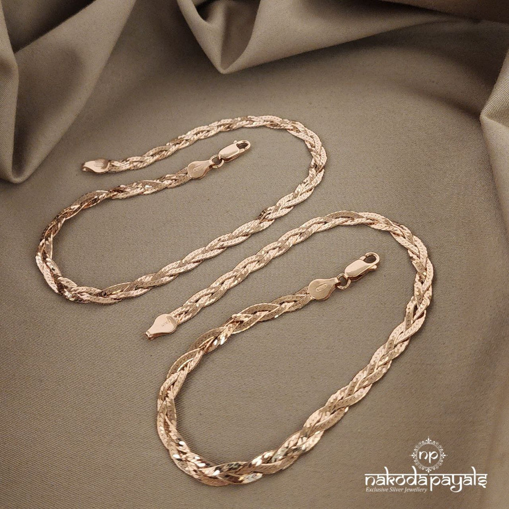 Braided Rosegold Anklets (A4781)