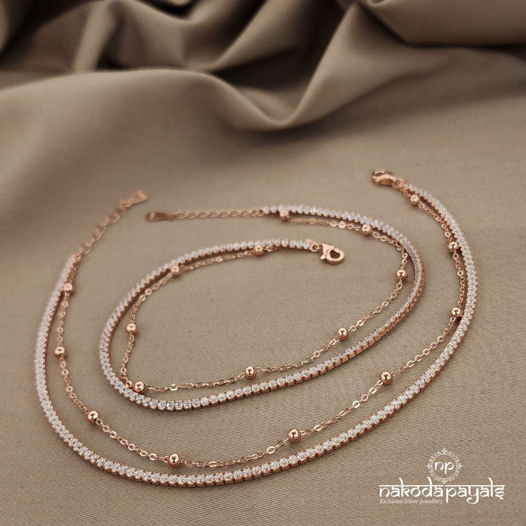 Double Layered Rosegold Anklets (A4803)