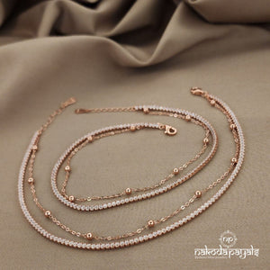 Double Layered Rosegold Anklets (A4803)