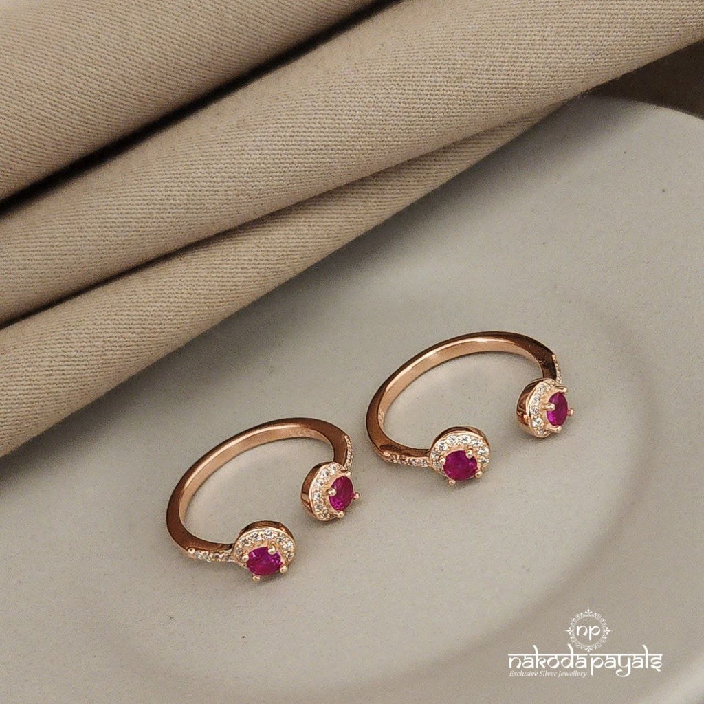 Pink Rosegold Toerings Pair (T2941)