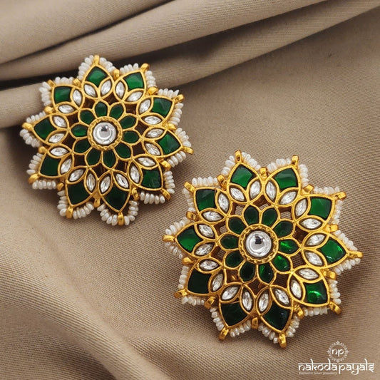 Green Kundan Studs (GE6717)