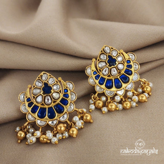 Bleeding Blue Kundan Studs (Ge6731)