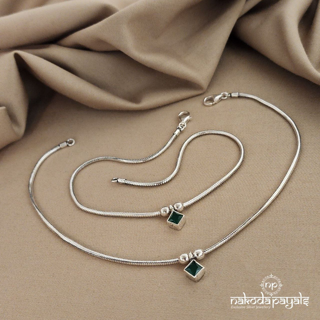 Emerald Cube Slim Anklets (A4623)