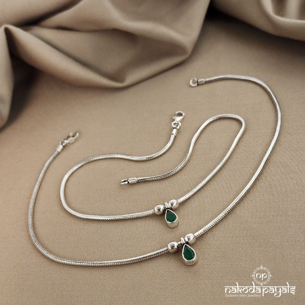 Emerald  Drop Thin Anklets (A4619)