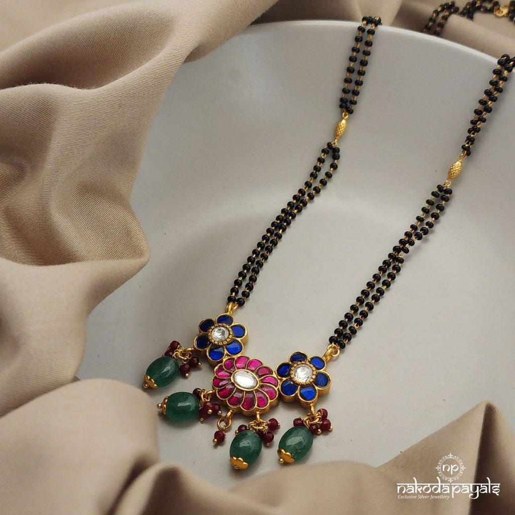 Pink And Blue Floral Mangalsutra (Ms0438)